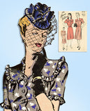 1940s Vintage Advance Sewing Pattern 4114 Misses Saddle Shoulder Dress Size 36 B - Vintage4me2