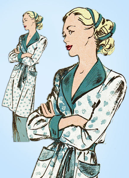 1940s Vintage Advance Sewing Pattern 4118 Uncut Misses Robe or Housecoat Sz 30 B - Vintage4me2