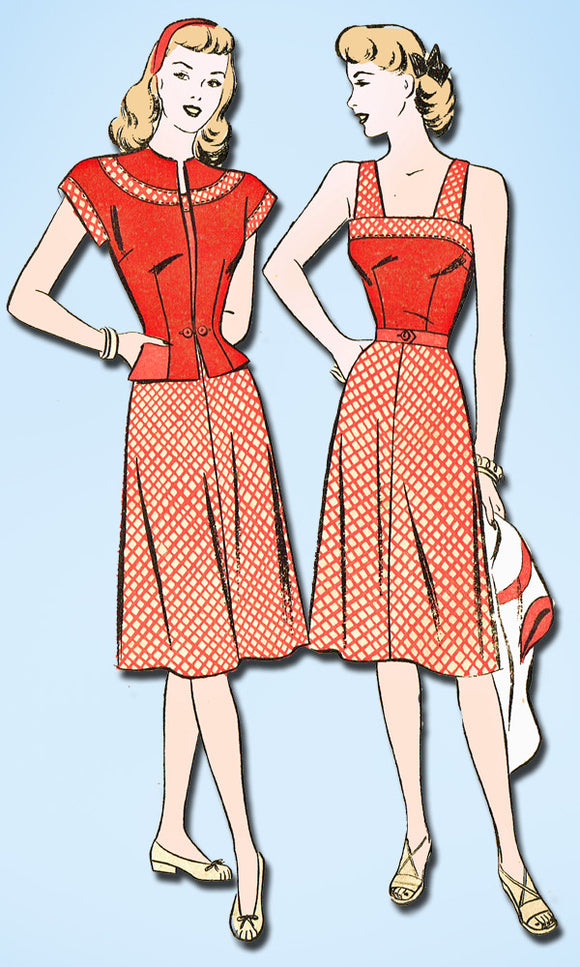1940s Vintage Advance Sewing Pattern 4230 Uncut Misses Sun Dress Size 14 32 B - Vintage4me2