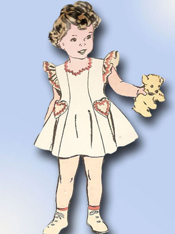 1940s Vintage Toddler Girls Dress 1946 Advance VTG Sewing Pattern 4249 Size 4