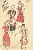 1940s Vintage Advance Sewing Pattern 4312 Misses Full Apron Set Size 38 40 Bust