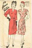 1940s Vintage Advance Sewing Pattern 4322 Uncut Misses Cocktail Dress Sz 38 B