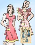 1940s Vintage Advance Sewing Pattern 4335 Uncut Misses Apron Set Size 38 40 B -Vintage4me2