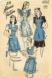 1940s Vintage Advance Sewing Pattern 4335 Uncut Misses Apron Set Size 38 40 B -Vintage4me2