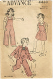 Advance 4440: 1940s Toddler Girl or Boys Overalls & Jacket Sz 3 Vintage Sewing Pattern