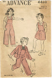 Advance 4440: 1940s Toddler Girl or Boys Overalls & Jacket Sz 3 Vintage Sewing Pattern