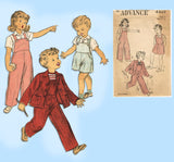 Advance 4440: 1940s Toddler Girl or Boys Overalls & Jacket Sz 3 Vintage Sewing Pattern