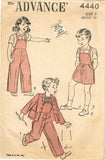 Advance 4440: 1940s Toddler Girl or Boys Overalls & Jacket Sz 2 Vintage Sewing Pattern - Vintage4me2