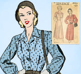 1940s Vintage Advance Sewing Pattern 4444 Plus Size Womens Shirtwaist Dress 40 B -Vintage4me2