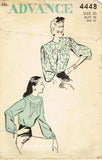 1940s Vintage Advance Sewing Pattern 4448 Womens Scalloped Blouse Size 38 Bust