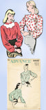 1940s Vintage Advance Sewing Pattern 4448 Womens Scalloped Blouse Size 38 Bust