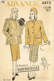 1940s Vintage Advance Sewing Pattern 4472 Misses Skirt and Boxy Jacket Sz 20 38B - Vintage4me2