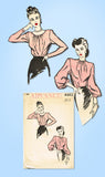 1940s Vintage Advance Sewing Pattern 4482 Beautiful Misses Blouse Size 16 34 B