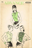 1940s Vintage Misses' WWII Dickie 1945 Advance VTG Sewing Pattern 4500 Fits All