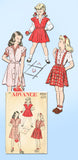1940s Vintage Advance Sewing Pattern 4501 Girls Skirt Blouse Jumper Size 8