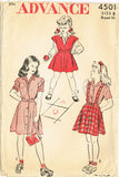 1940s Vintage Advance Sewing Pattern 4501 Girls Skirt Blouse Jumper Size 8