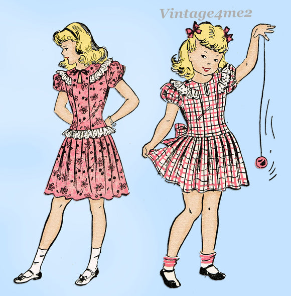 Advance 4508: 1940s Uncut Toddler Girls Dress Sz 6 Vintage Sewing Pattern