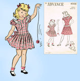 Advance 4508: 1940s Uncut Toddler Girls Dress Sz 6 Vintage Sewing Pattern