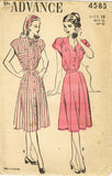 1940s Vintage Advance Sewing Pattern 4585 Uncut Misses Day Dress Size 36 Bust