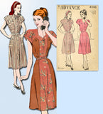 1940s Vintage Advance Sewing Pattern 4585 Uncut Misses Day Dress Size 36 Bust