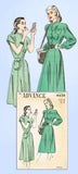 1940s Original Vintage Advance Sewing Pattern 4626 Misses Street Dress Sz 30 B