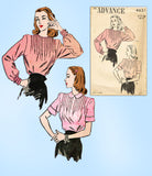 1940s Vintage Advance Sewing Pattern 4651 Stunning Misses Pin Tucked Blouse 30 B