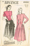 1940s Vintage Advance Sewing Pattern 4666 Misses Two Piece Dress Size 14 32 Bust - Vintage4me2