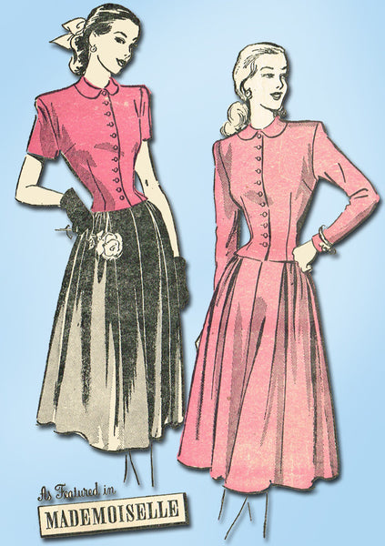1940s Vintage Advance Sewing Pattern 4666 Misses Two Piece Dress Size 14 32 Bust - Vintage4me2