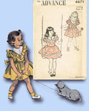 1940s Vintage Toddler Girls Dress 1947 Advance VTG Sewing Pattern Size 6 NICE