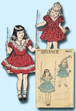1940s Vintage Advance Sewing Pattern 4671 Toddler Girls Ruffled Dress Size 4 - Vintage4me2
