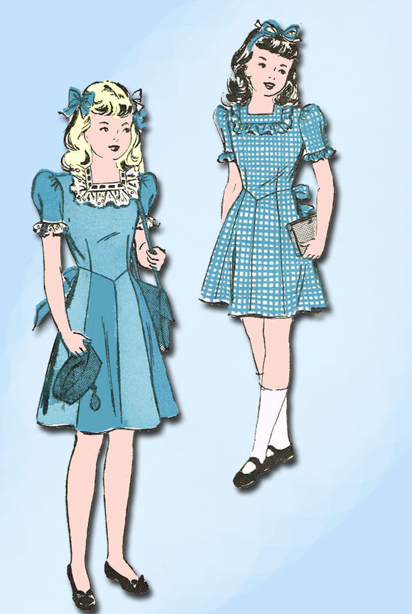 1940s Vintage Advance Sewing Pattern 4677 Little Girls Dress Size 10 28B ORIG - Vintage4me2