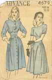 1940s Original Vintage Advance Sewing Pattern 4679 Uncut Misses Day Dress 32 B -Vintage4me2