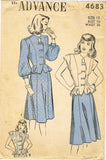 1940s Original Vintage Advance Sewing Pattern 4683 Misses Peplum Suit Size 30 B  -Vintage4me2
