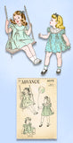 1940s Vintage Advance Sewing Pattern 4698 Cute Tiny Toddlers Dress Size 2 21 B