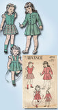 1940s Vintage Advance Sewing Pattern 4701 Toddler Girls Suit & Blouse Size 3 22B