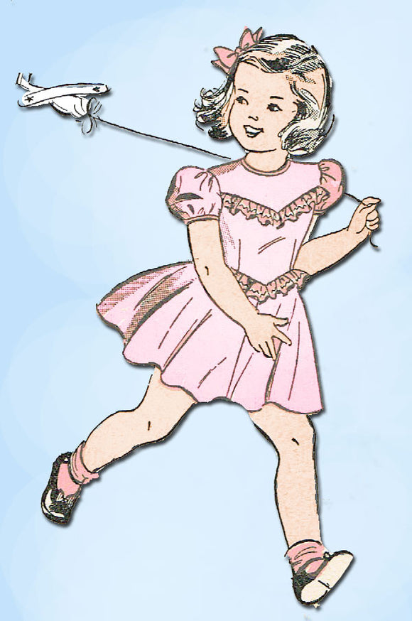 1940s Vintage 1947 Advance Sewing Pattern 4702 Little Girls Dress Size 8 NICE - Vintage4me2