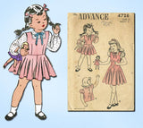1940s Vintage Advance Sewing Pattern 4726 Toddler Girls Jumper Dress & Blouse 2 - Vintage4me2