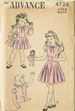 1940s Vintage Advance Sewing Pattern 4726 Toddler Girls Jumper Dress & Blouse 6 - Vintage4me2