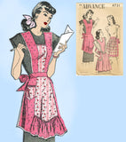 1940s Vintage Advance Sewing Pattern 4731 Rare Misses Full Bib Apron Fits All