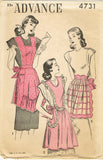 1940s Vintage Advance Sewing Pattern 4731 Rare Misses Full Bib Apron Fits All