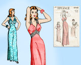 Advance 4749: 1940s Rare Uncut Misses Nightgown Size 30 B Vintage Sewing Pattern