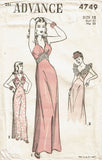 Advance 4749: 1940s Rare Uncut Misses Nightgown Size 30 B Vintage Sewing Pattern
