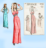 Advance 4749: 1940s Rare Uncut Misses Nightgown Size 30 B Vintage Sewing Pattern