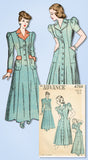 1940s Vintage Advance Sewing Pattern 4760 Misses Princess Cut Housecoat Sz 34 B