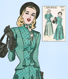 1940s Vintage Advance Sewing Pattern 4771 Uncut Misses Peplum Suit Sz 34 Bust