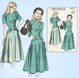 1940s Vintage Advance Sewing Pattern 4771 Uncut Misses Peplum Suit Sz 34 Bust