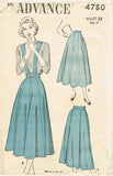 1940s Original Vintage Advance Pattern 4780 Uncut Misses Maxi Skirt Sz 28 Waist