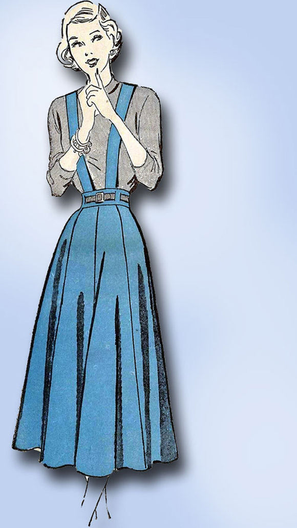 1940s Original Vintage Advance Pattern 4780 Uncut Misses Maxi Skirt Sz 28 Waist