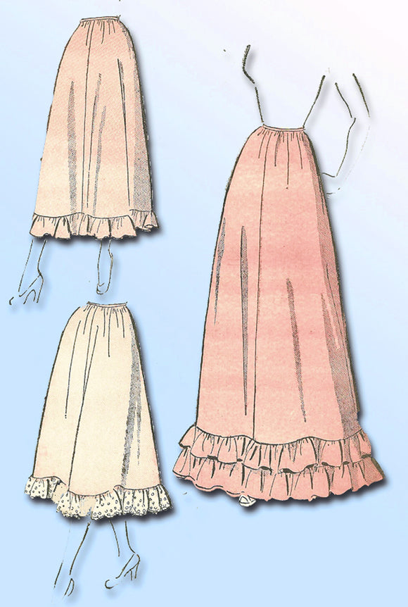 1940s Vintage Advance Sewing Pattern 4805 Womens Petticoat 3 Lengths Sz 30 Waist