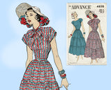 Advance 4858: 1940s Charming Misses Tiered Dress Sz 32 B Vintage Sewing Pattern